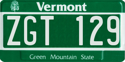 VT license plate ZGT129