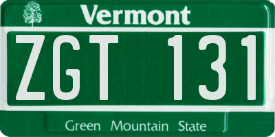 VT license plate ZGT131