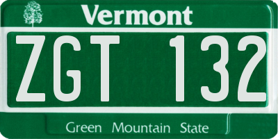 VT license plate ZGT132