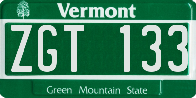 VT license plate ZGT133