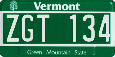 VT license plate ZGT134