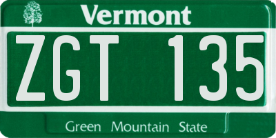 VT license plate ZGT135