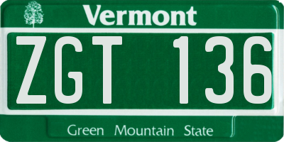 VT license plate ZGT136
