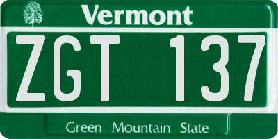 VT license plate ZGT137