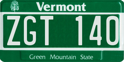 VT license plate ZGT140