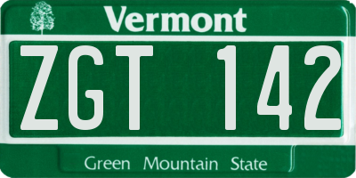 VT license plate ZGT142