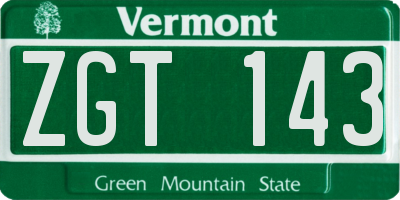 VT license plate ZGT143