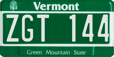VT license plate ZGT144