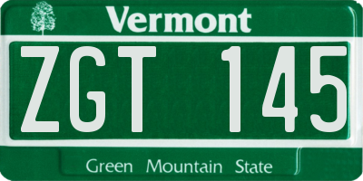VT license plate ZGT145