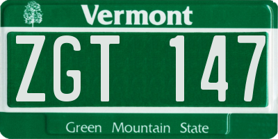 VT license plate ZGT147