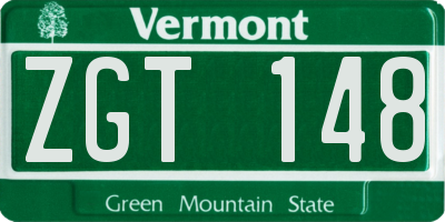VT license plate ZGT148