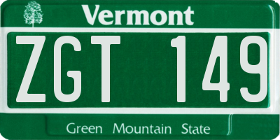 VT license plate ZGT149