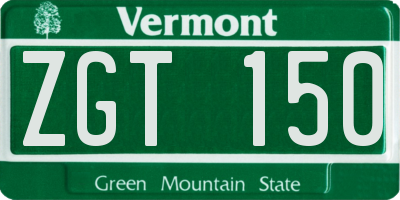 VT license plate ZGT150