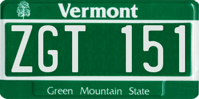 VT license plate ZGT151