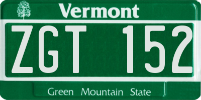 VT license plate ZGT152
