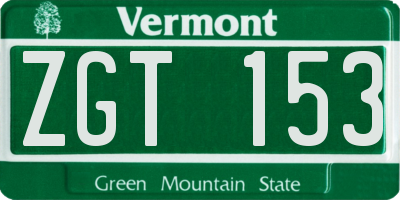 VT license plate ZGT153