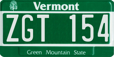 VT license plate ZGT154