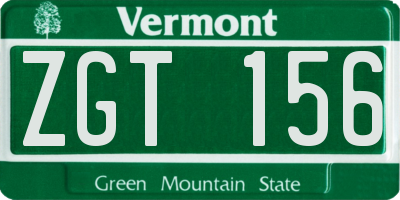 VT license plate ZGT156
