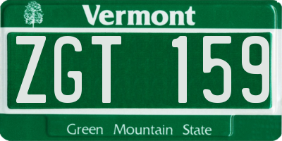 VT license plate ZGT159