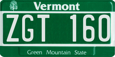 VT license plate ZGT160