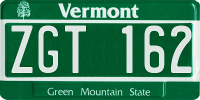 VT license plate ZGT162