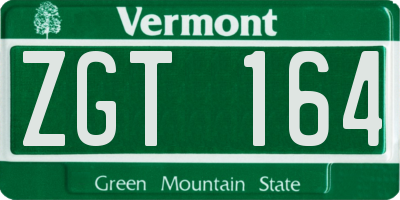 VT license plate ZGT164