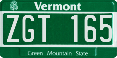 VT license plate ZGT165