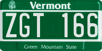 VT license plate ZGT166