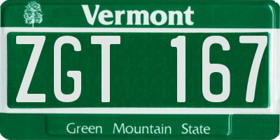 VT license plate ZGT167