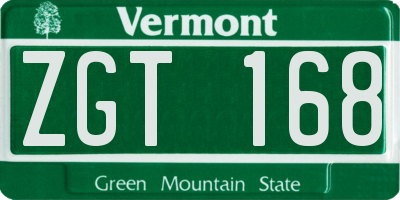 VT license plate ZGT168
