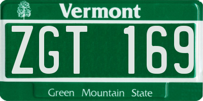 VT license plate ZGT169