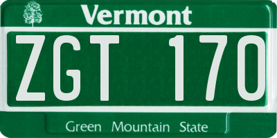 VT license plate ZGT170