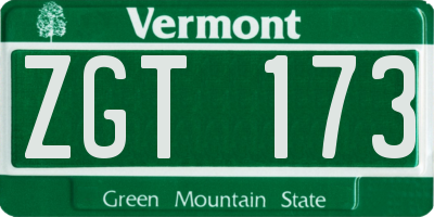 VT license plate ZGT173