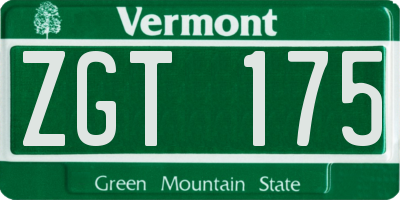VT license plate ZGT175