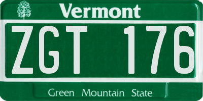 VT license plate ZGT176