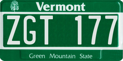 VT license plate ZGT177