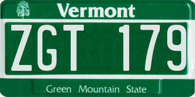 VT license plate ZGT179