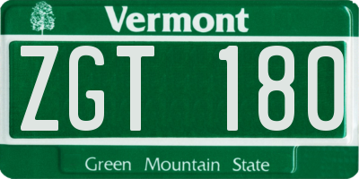 VT license plate ZGT180