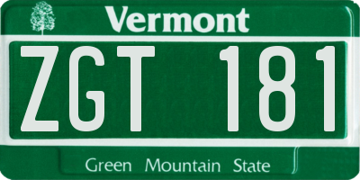 VT license plate ZGT181