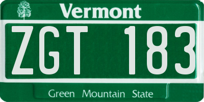 VT license plate ZGT183