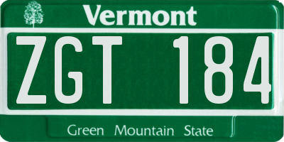 VT license plate ZGT184