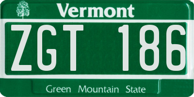 VT license plate ZGT186