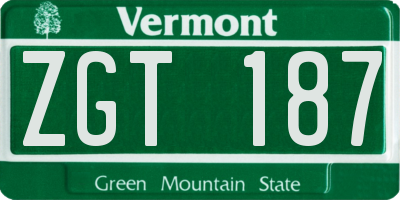 VT license plate ZGT187
