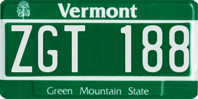 VT license plate ZGT188