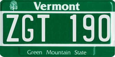 VT license plate ZGT190