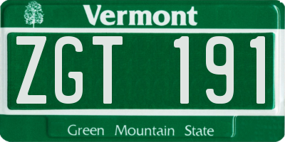 VT license plate ZGT191