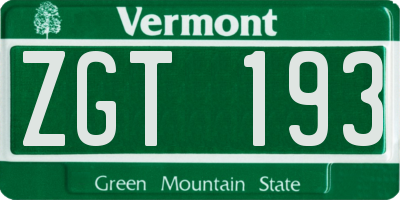 VT license plate ZGT193