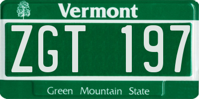 VT license plate ZGT197