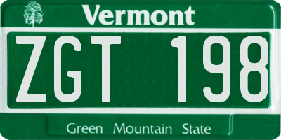 VT license plate ZGT198