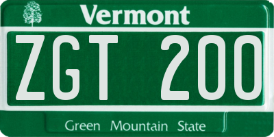 VT license plate ZGT200